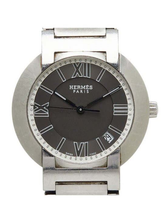 Hermes Nomade Auto Quartz Watch Gray Silver Stainless Steel